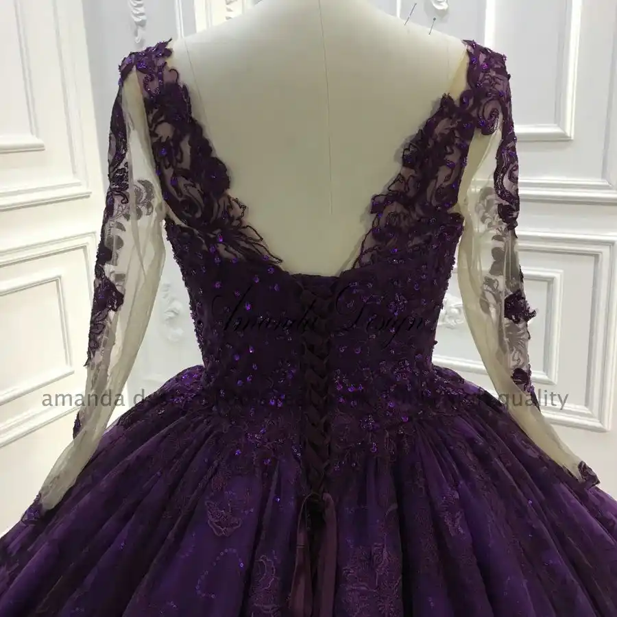 purple lace wedding dress