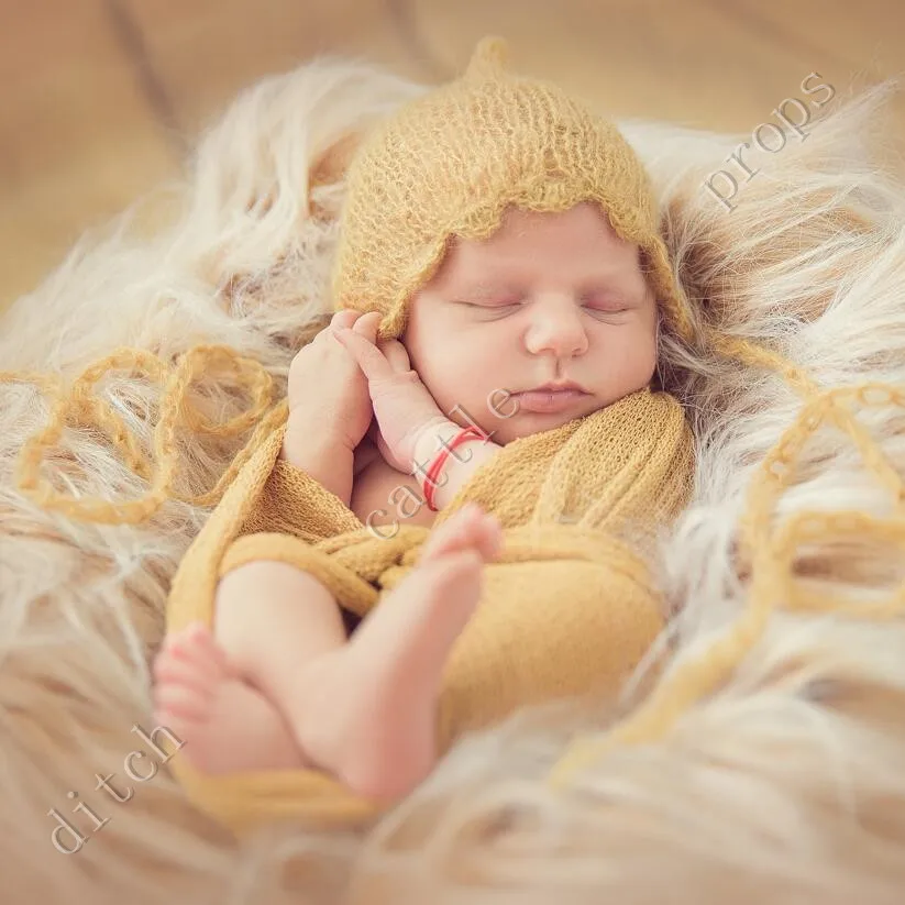 Newborn photography props Handcraft Baby hand Knit Mohair Bonnet on Baby Shower Gift,Baby Photography Props Baby hats