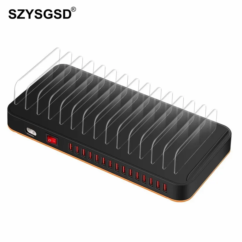 

SZYSGSD Desktop USB Charger Multi 15 Ports Stand Docking 3A Intelligent Charging Stations for Smart Phone Tablet Notebook 100W