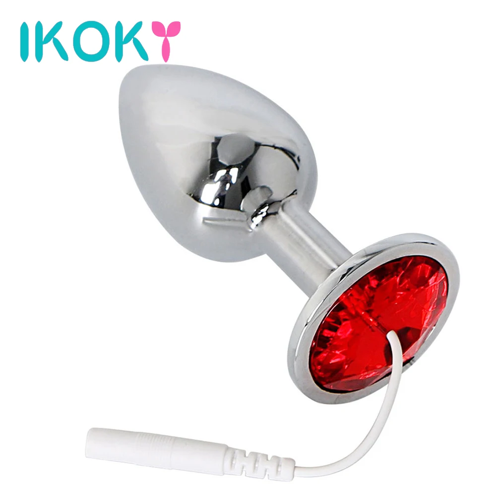 Electro Sex Toys Electric Sex Toys IKOKY Electro Butt Plug for Men Women Medical Themed Toys Therapy Massager Rhinestone Electric Shock Anal Plug