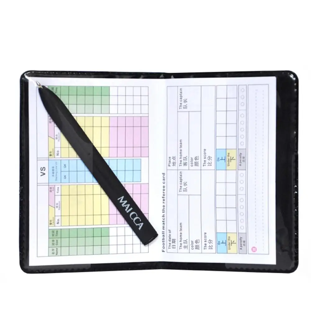 Referee Football Sport Wallet Notebook Score Red/Yellow Card Pencil Set 