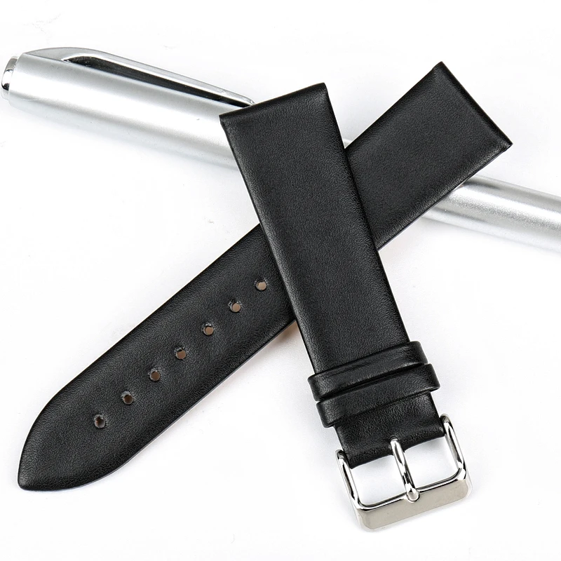 MAIKES Genuine Leather Black Watch Strap Bracelet Accessory