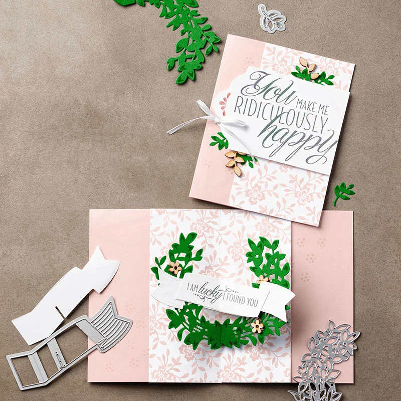 

YaMinSanNiO 16.6*6.9cm Cards New DIY Crafts 10Pc Lovely Friends Leaf Cutting Dies Embossing Stencil Decoration Scrapbook