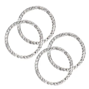 

4Pcs Crystal Rhinestone Car Ignition Button Ring, Car Emblem Sticker for Engine Ignition Key Button, AC Control Knobs, Volume
