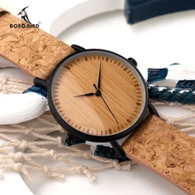 BOBO BIRD En Bois Cadran Montres Bracelet en cuir Unique Bois Montre pour Dames De Mode Montres pour Hommes et Femmes E19