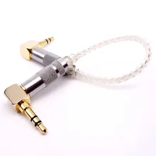 Hot Vendas FENGRU 10 CM 3.5mm Macho para 3.5mm Masculino banhado a Prata trançado Cabo de Áudio Estéreo Para Fone De Ouvido Amplificador de DAP DAC ipod MP3