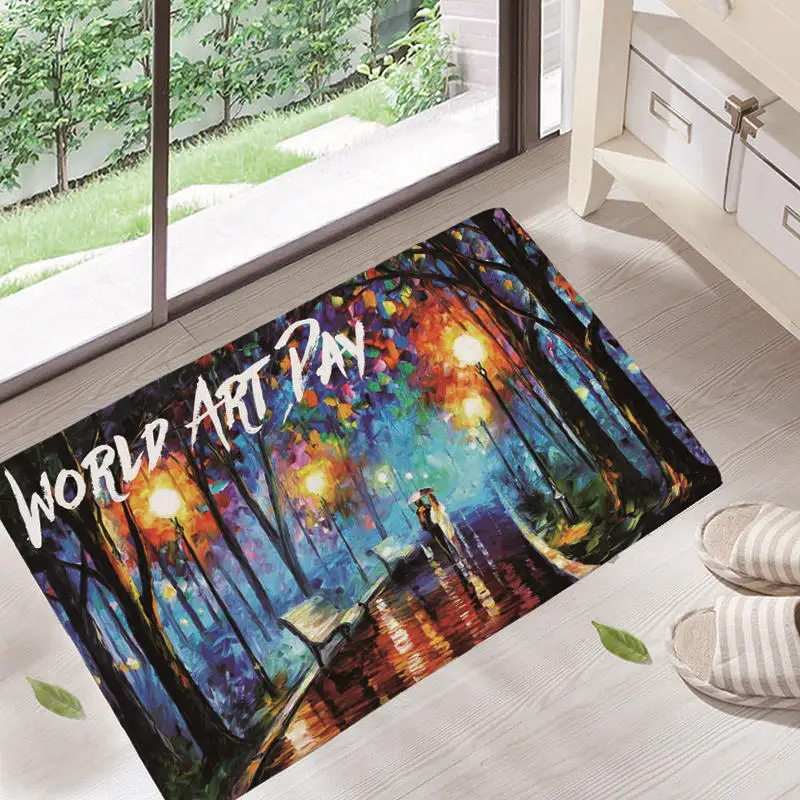 Dream scenery Door Mat Floor Carpet for Living Room mountain Pattern Coral Fleece Rug Anti-Slip Doormat Home Decor dd12 - Цвет: Лиловый