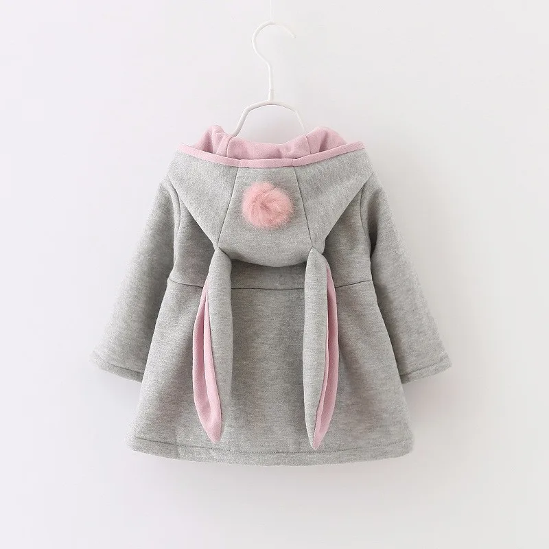 Осень-зима верхняя одежда для новорожденных девочек милый кролик с капюшоном Пальто и куртки для принцессы с мячом рождественские подарки Год Одеть
