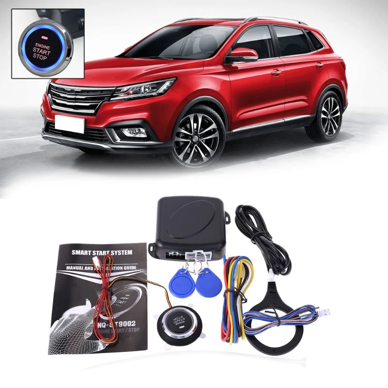 

Auto Car Alarm Engine Starline Push Button Start Stop RFID Lock Ignition Switch Keyless Entry System Starter Anti-theft System