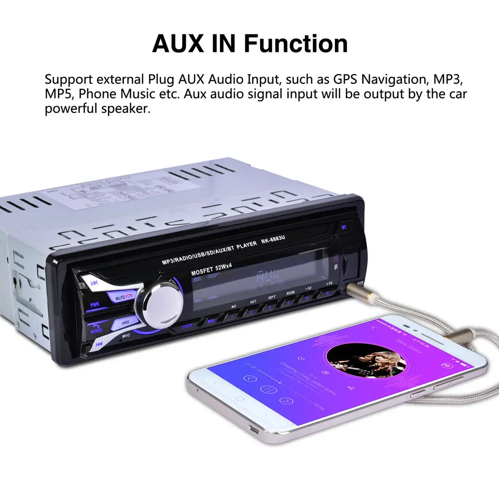 Универсальный 12 в 1 DIN Bluetooth автомобильный Радио Съемная передняя панель Авто Аудио Стерео FM MP3 плеер AUX USB Радио громкой связи