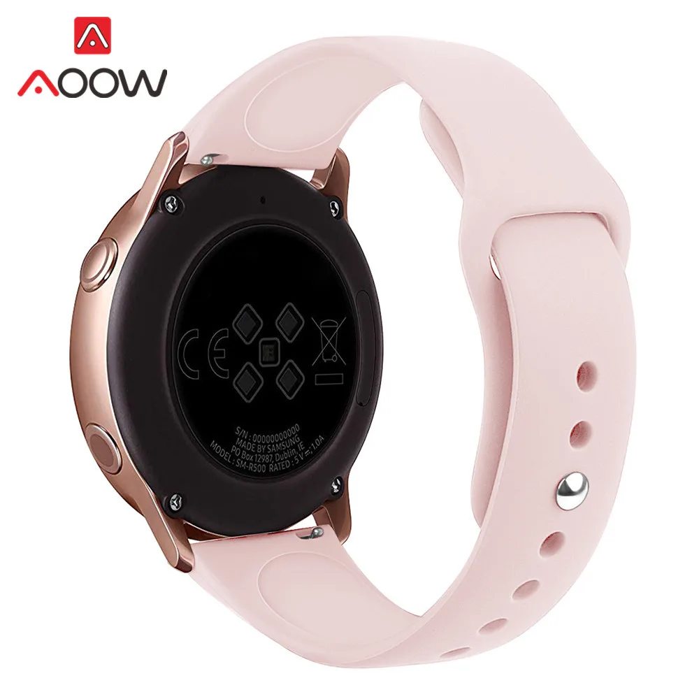 20 мм силиконовый ремешок для часов samsung Galaxy Watch Active 42 мм gear S2 спортивный сменный Браслет ремешок для SM-R500 SM-R810 - Цвет ремешка: Pink