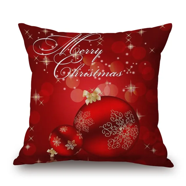 Merry Christmas Holiday Cushion Covers Xmas Ball Tree And Little Red