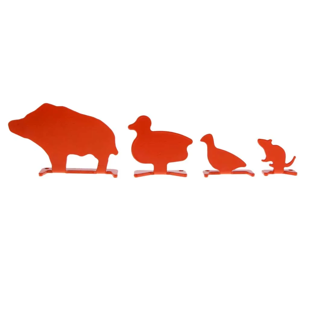4pcs Metal Animal Targets Set Shooting Plinking Target for Fun Competition and Practice Orange Paintball Accessories
