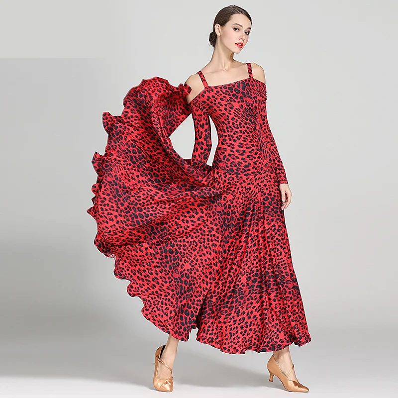 black print ballroom waltz dress rumba Standard social dress Ballroom dance competition fringe modern dance