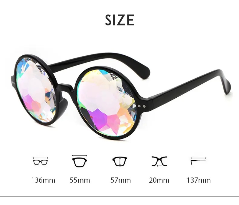 Калейдоскоп очки женские круглые летние калейдоскоп солнцезащитные очки Rave вечерние праздничные Солнцезащитные очки Мужские EDM Солнцезащитные очки женские