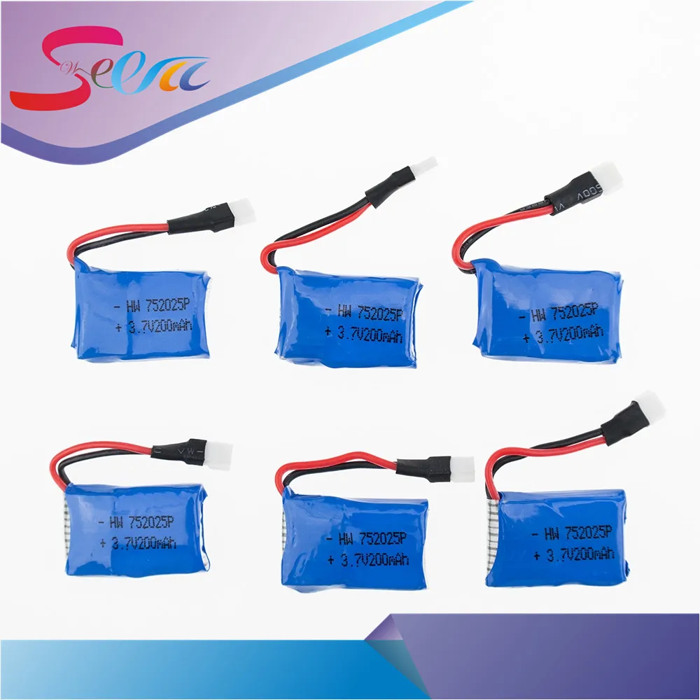 6pcs Syma X11 3.7V Lipo 200mAh Battery With 6 in1 Green USB Charger Plug Set X4 X13 Quadcopter RC Car Boat Airplane Parts | Игрушки и