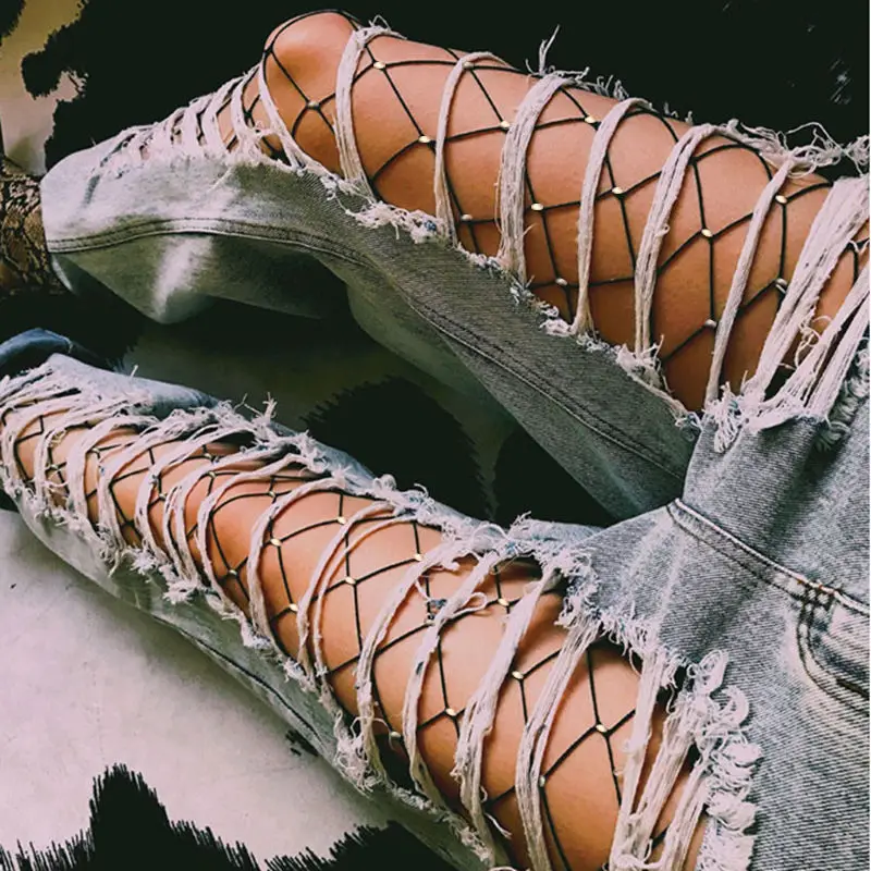 

2018 Big Fish Net Tights Sexy Crystal Rhinestone Fishnet Tight Elastic Nylon Bling Diamond Pantyhose