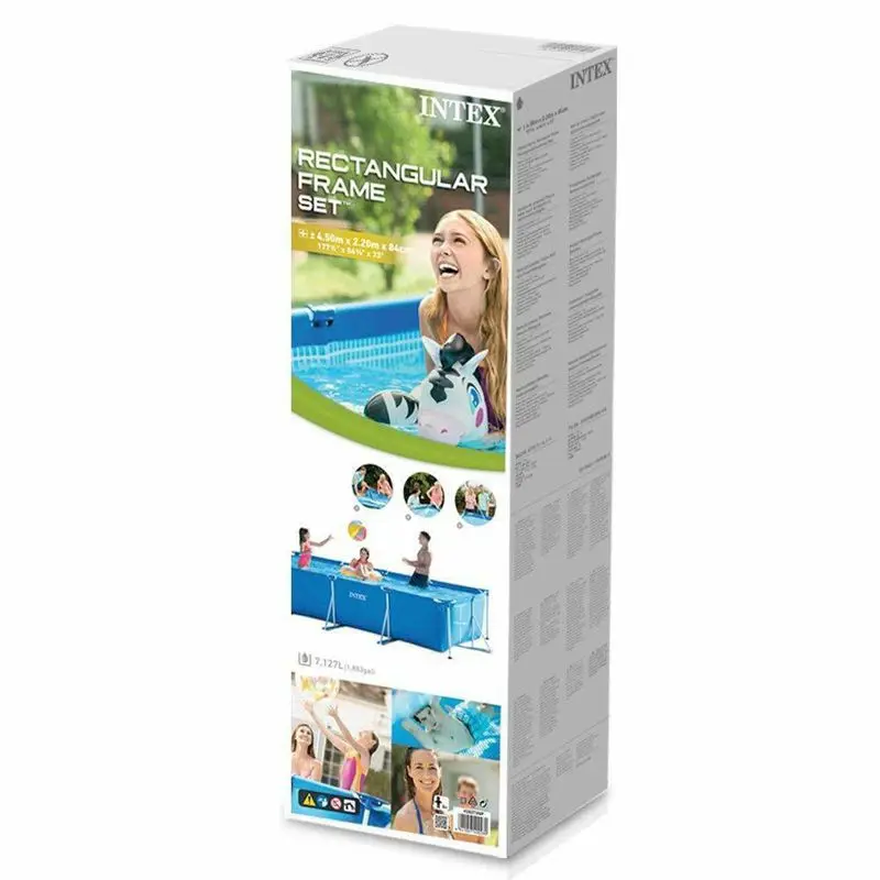 450x220x84 см Intex прямоугольный семейный бассейн со съемным стальным металлическим