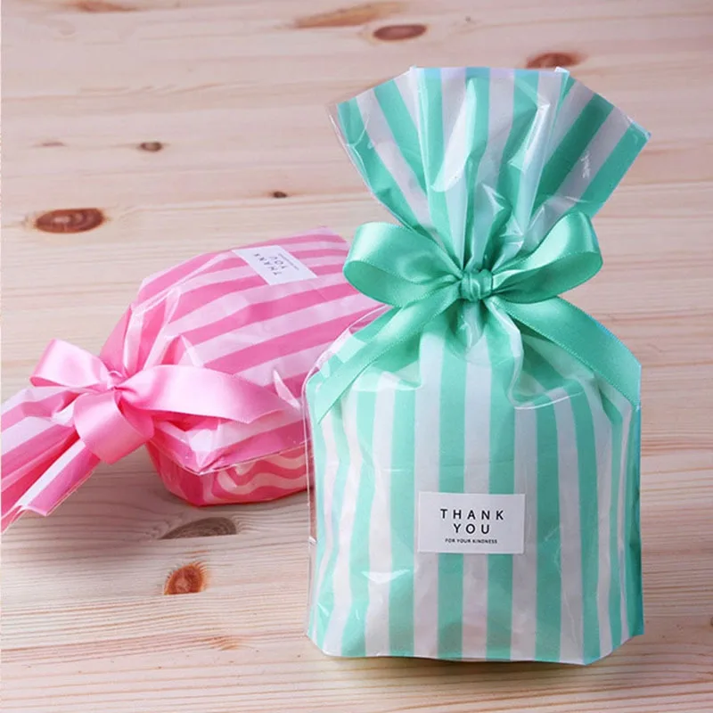 10 шт в полоску конфетная сумка DIY Baby Shower Пластик подарочные пакеты для печенья