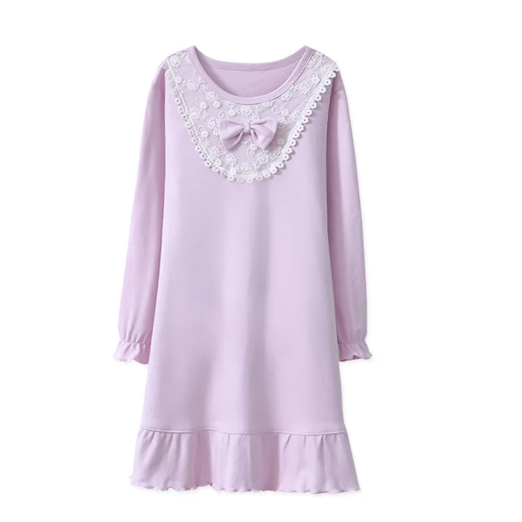 Lovely princess nightgowns for girls sleepwear dress teen girls pajamas lace bowknot dress 06