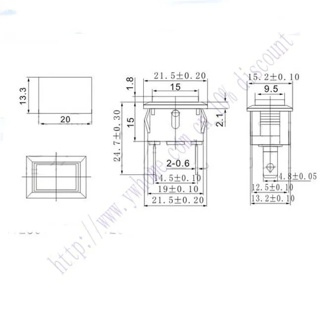 5 шт. 2 Pin Красный Мгновенный кнопочный переключатель 6A 250V AC 10A 125V AC ПБ 101