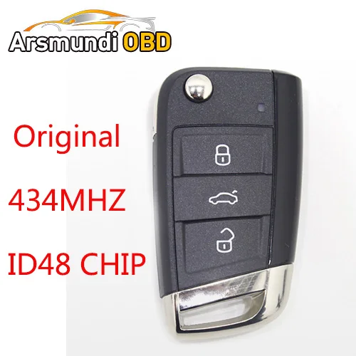 Folding Remote Key Fob 434MHz with ID48 Chip for Volkswagen MQB For Golf VII 7 MK7 Skoda Octavia A7 | Автомобили и мотоциклы