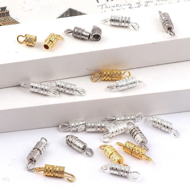 

Hot Sale 4x14mm Copper Screw Thread Buckle Clasps Cylinder Metal Tone DIY Necklace Bracelet Connectors Jewelry Supplies Finding