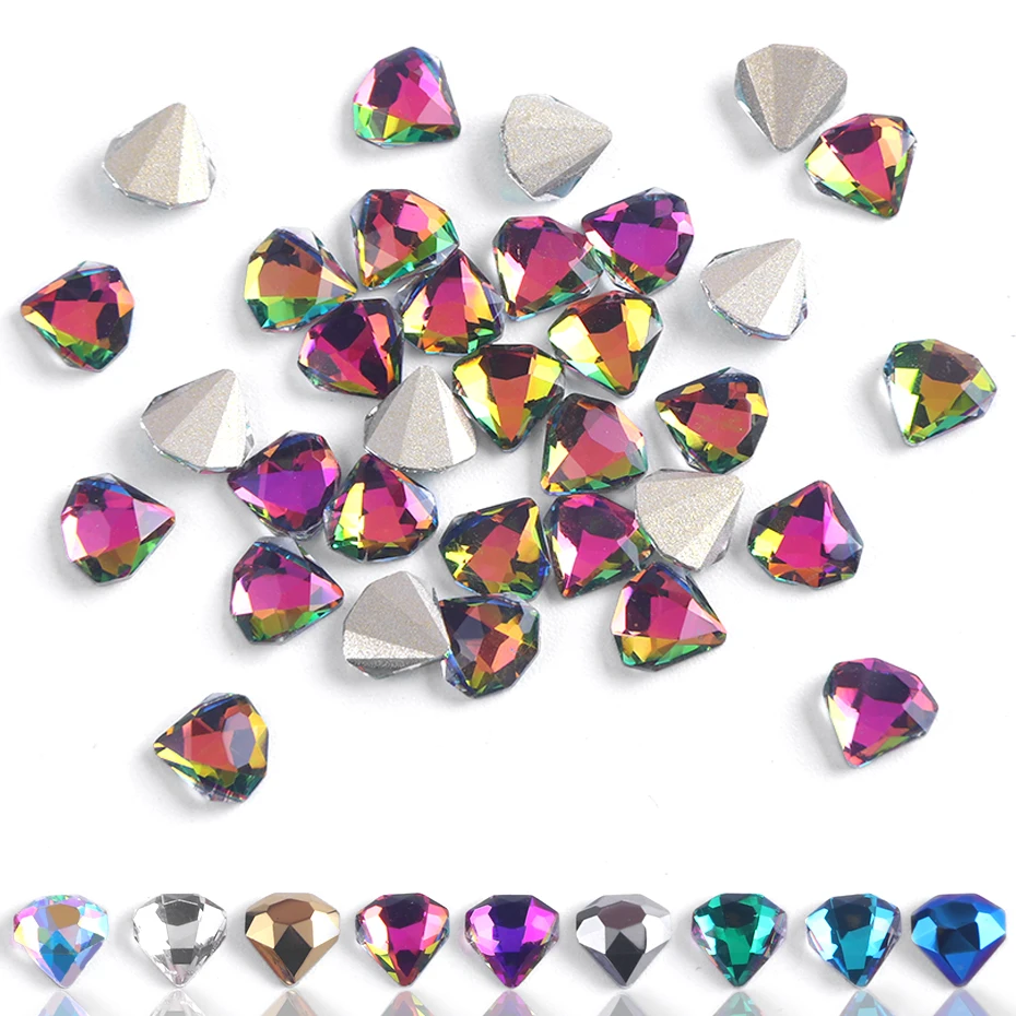 10pcs Crystal AB Flatback Diamond 6mm Nail Rhinestones 3D Strass Nail Art Glitter Gems Stones Charm Jewelry Manicure Decor LA