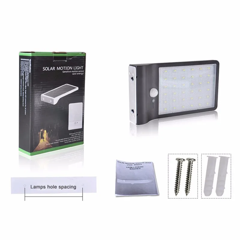 New 450LM 36 LED Solar Power Street Light PIR Motion Sensor Light Garden Security Lamp Outdoor Street Waterproof Wall Lights bright solar lights