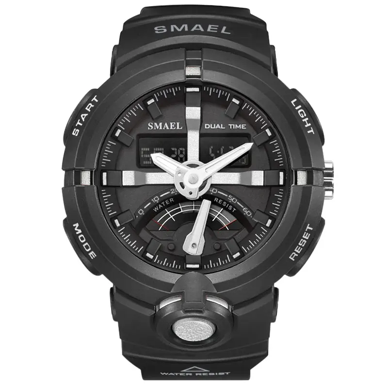 Крутой светодиодный Аналоговый Будильник S Shock светодиодный цифровой наручные часы для мужчин s SMAEL часы для мужчин 1637 relogio masculino спортивные часы для бега - Цвет: Sliver