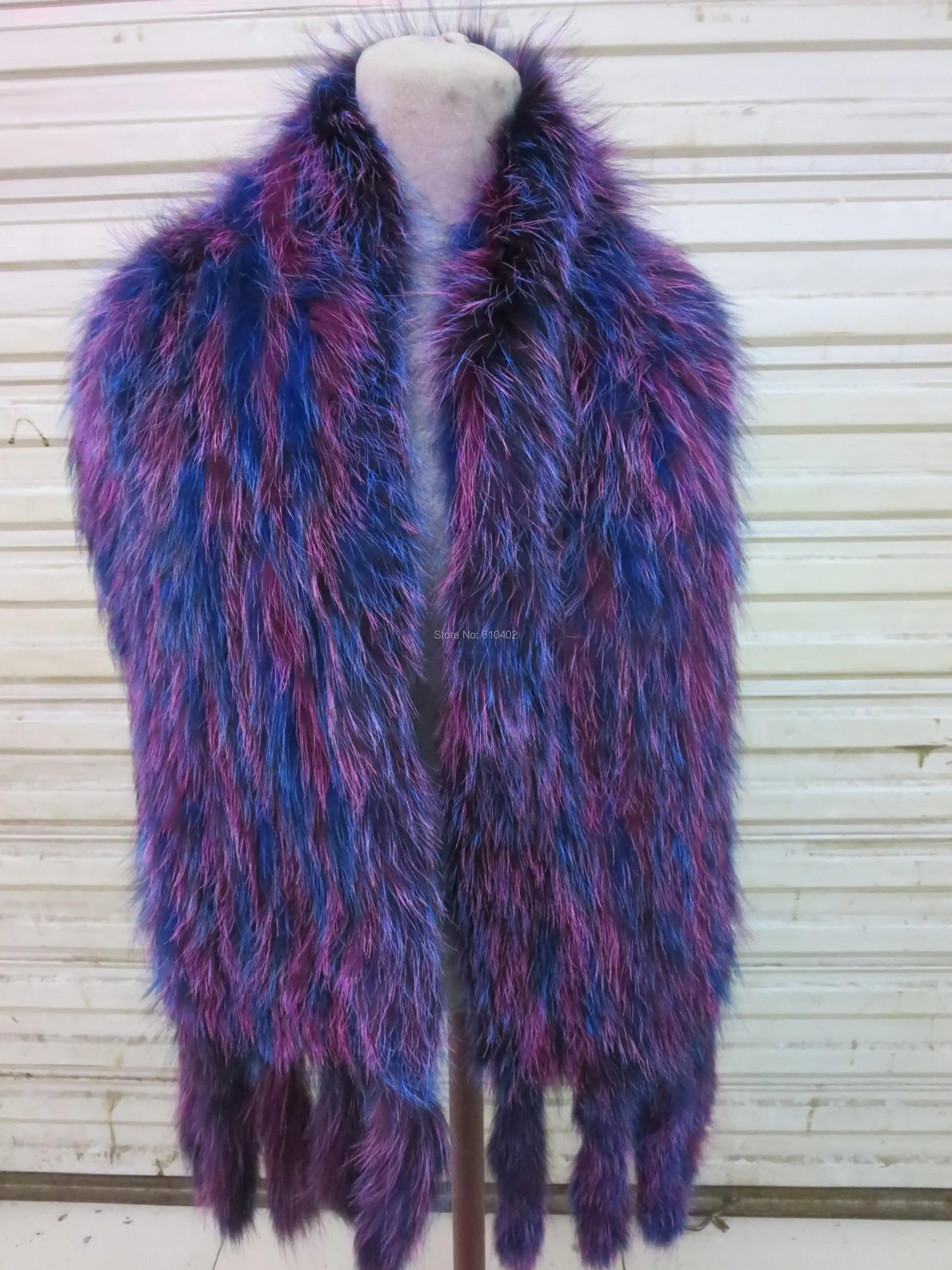 Роскошные/замечательный Дамская реальные 100% Лисий Мех вязаная накидка/Wrap/пальто/шаль/cloà/блюу фиолетовый