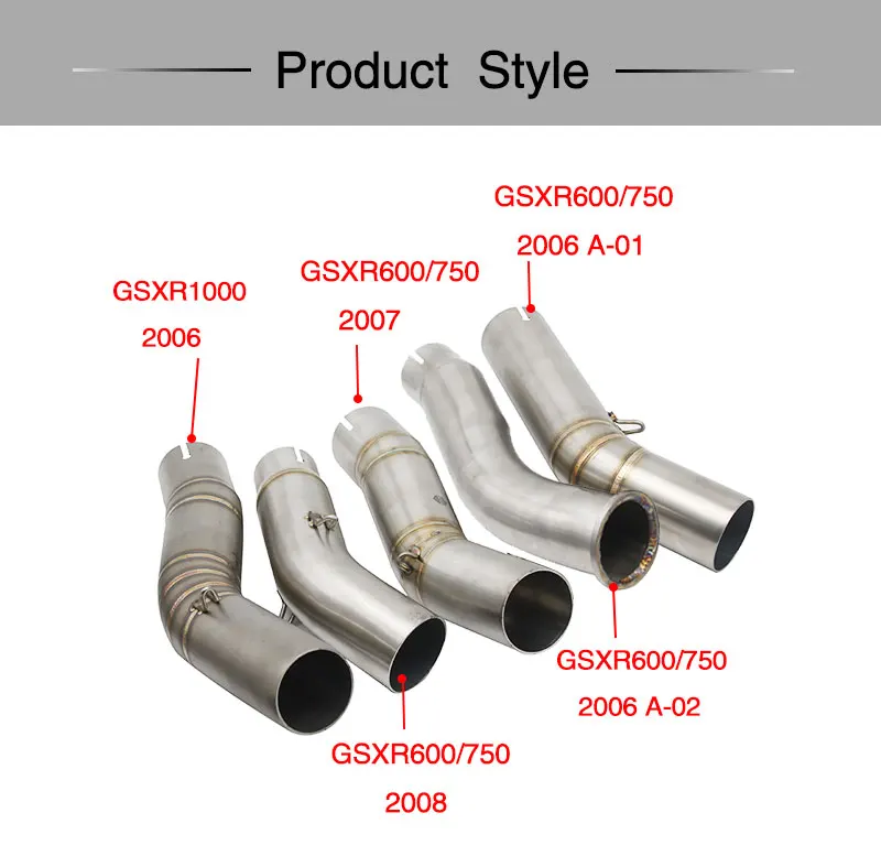Sclmotos-нержавеющая Нержавеющая сталь средняя выхлопная труба мотоцикла ссылка для Suzuki GSXR600 GSXR750 K6 K7 K8 2006 2007 2008 GSXR1000 2006