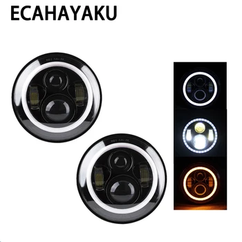 

ECAHAYAKU 1 Pair 7 inch Round Led Headlight 80W LED DRL for 97-15 jeep wrangler with Hi/Lo Beam Front Driving Headlamps land SUV