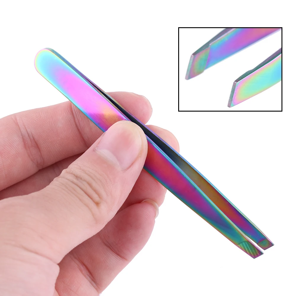 

Professional Slanted Angled Eyebrow Trimmer False Eyelash Tweezers Face Hair Removal Clip Cosmetics Multi-function Makeup Kits