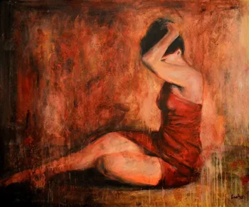 

100% Handpainted ORIGINAL ESCHA VAN DEN BOGERD "Tollerante" Pretty Nude Girl brunette PAINTING