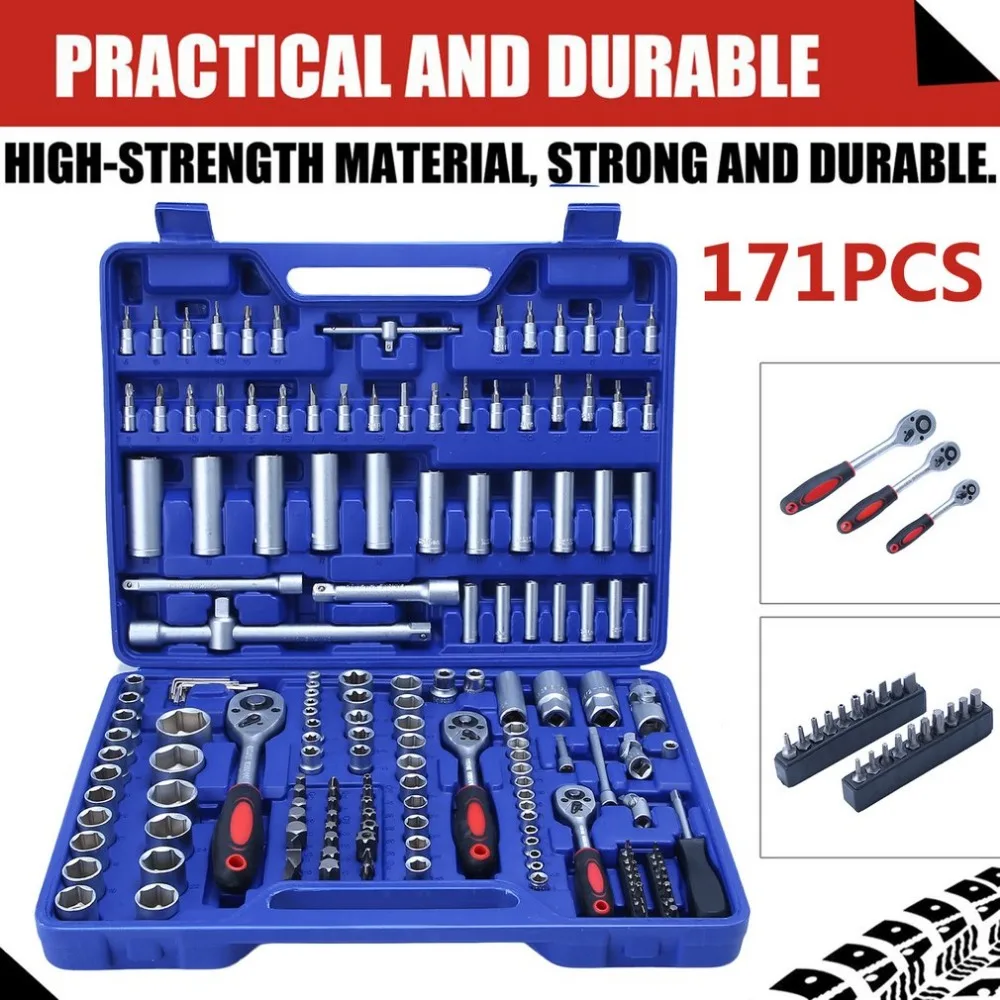 

Newest 171 PCS Steel Ratchet Torque Wrench Set Precision 1/2 1/4 3/8 Inch Socket Wrench Set Professional Car Repair Tool