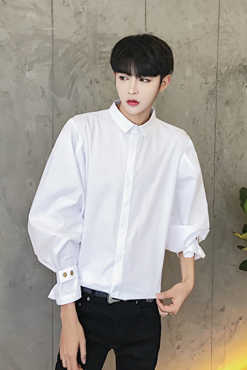 2019 New Spring and autumn sleeves shirt sleeves shirt Korean men's loose oversize long sleeved shirt