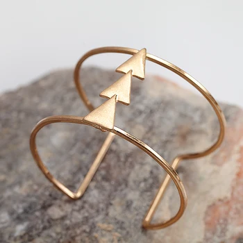 

2017 Punk Zinc Alloy Gold Open Cuff Bangles Vintage Antique Silver Arrow Simple Hollow Out Cuff Bracelets For Women MYC16001