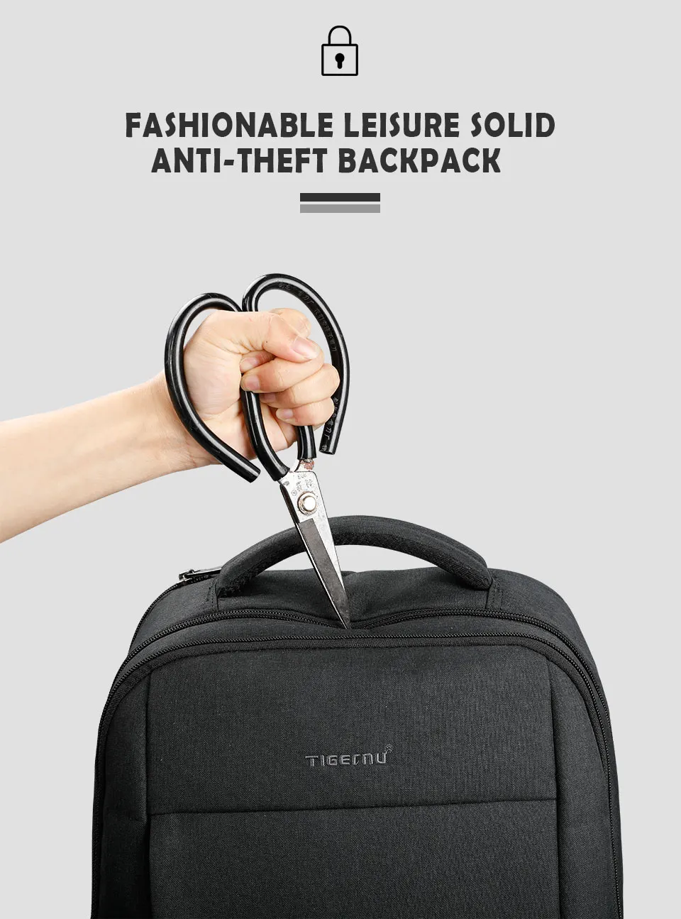 3. zipper Anti Theft Laptop Backpack
