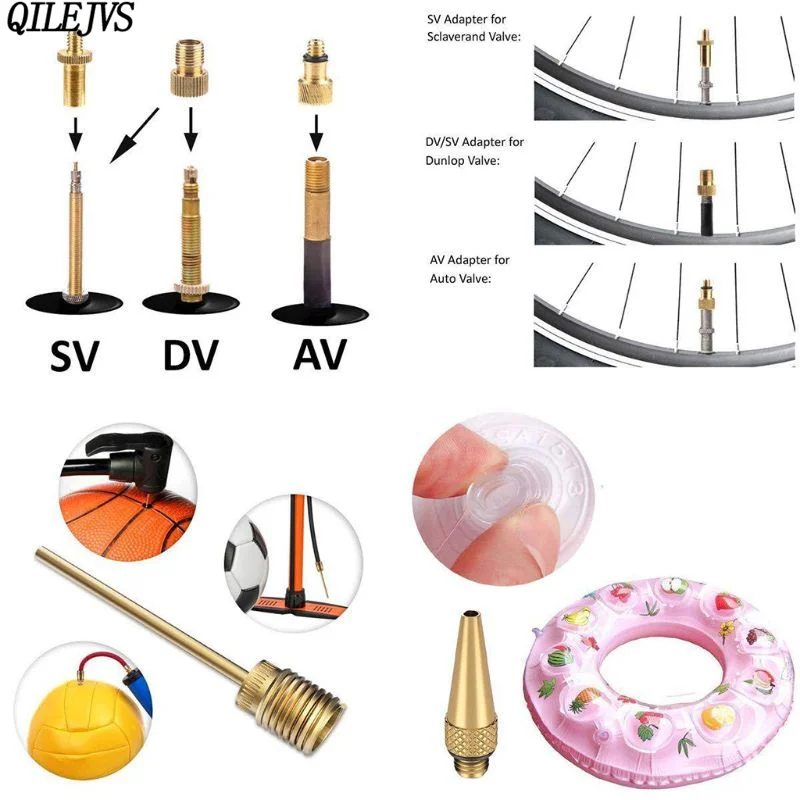 

14 Pcs/set Bicycle Valve Adapter Conversion Inflatable Needle SV/AV/DV Bike Inflator Set Converter