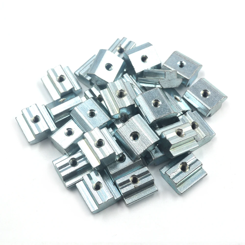 3030 Series 50Pack M6 TNuts,Carbon Steel NickelPlated Half Round