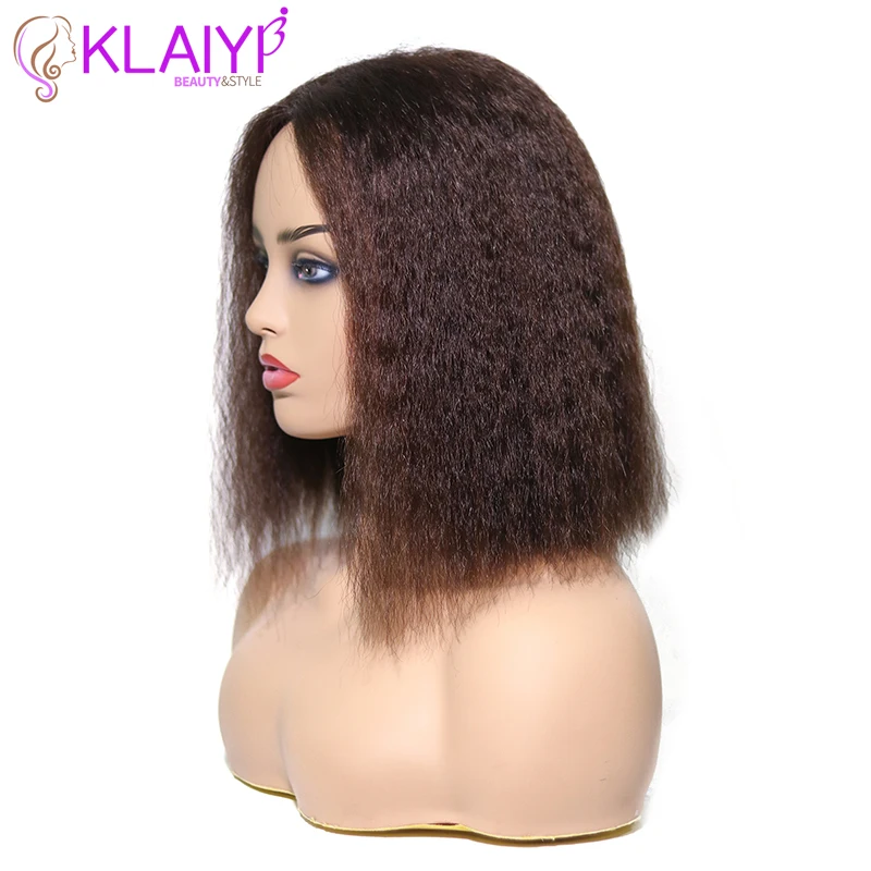 Klaiyi волосы Kinkly прямые кружева натуральные парики 12 дюймов бразильские remy парик #1