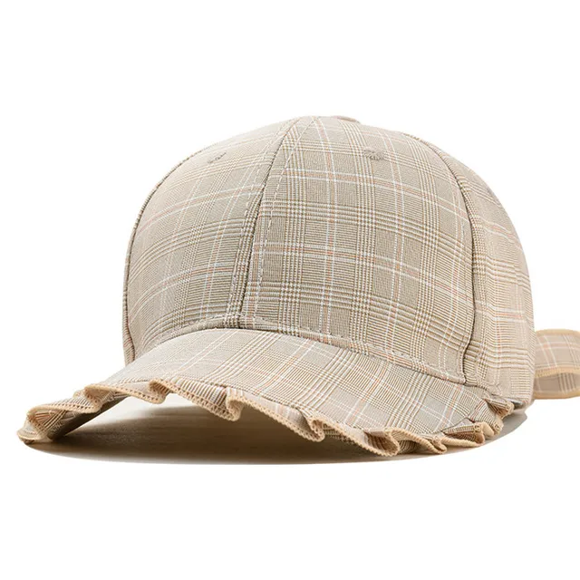 USPOP 2019 women plaid baseball caps new design sweet big bow knot