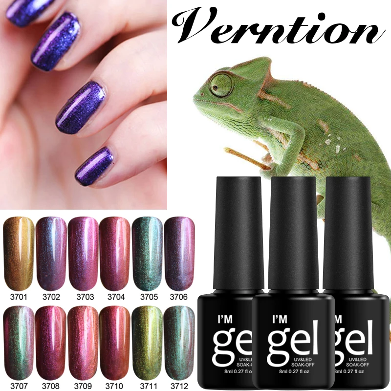 

Verntion Chameleon Manicure Venanails,12 Colors, 8 Ml, Enameled Gel Nail Polish Free Shipping, Nail Design, Uv Gel Nail Polish
