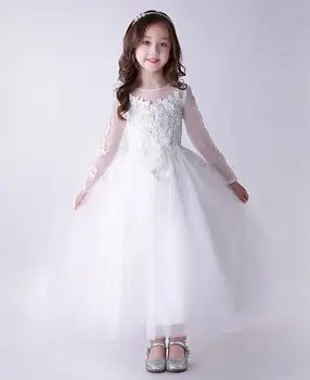 

2019 High Quality Handmade Little Girls Tutu dress Girls Long Dress Costume Princess Party Dress Ball Gown wedding evening dress
