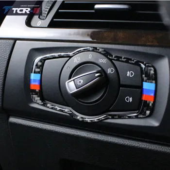 

For BMW E90 E92 E93 2008-2012 Carbon Fiber Headlight Switch Buttons Cover Trim Car Styling Stickers 3 Series car Accessories