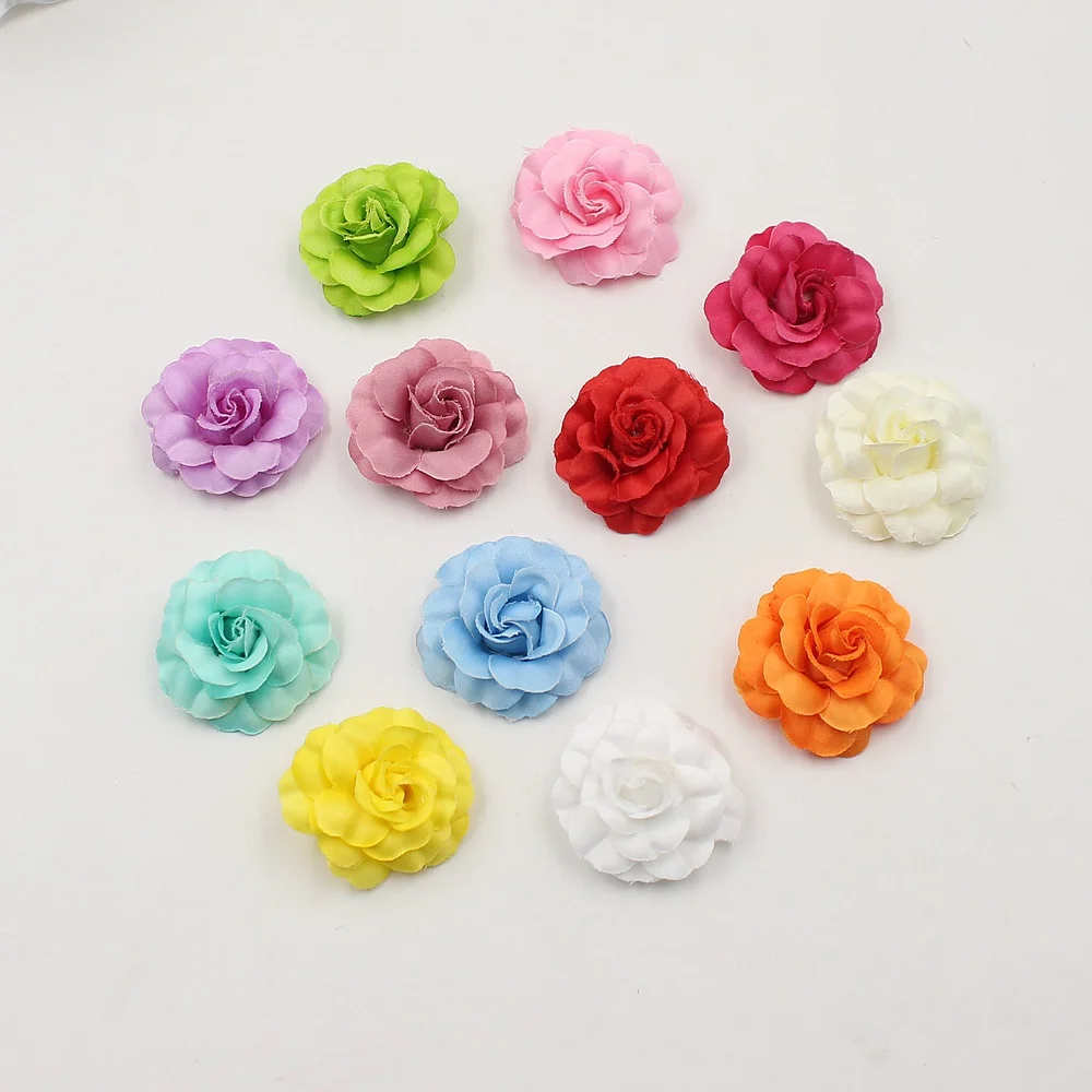 

10pcs 4cm Rose Head Simulation Flowers Optional Color Wedding Festival Party Home Decoration DIY Wreath Gift Fake Flowers Craft