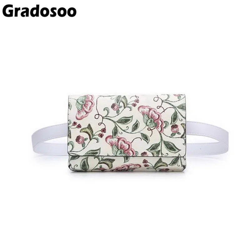 

Gradosoo Multifunction Womens Waist Packs Fashion Chains Shoulder Bag New Famous Brand Bag Leather Belt Bags Print Bum Bag A033