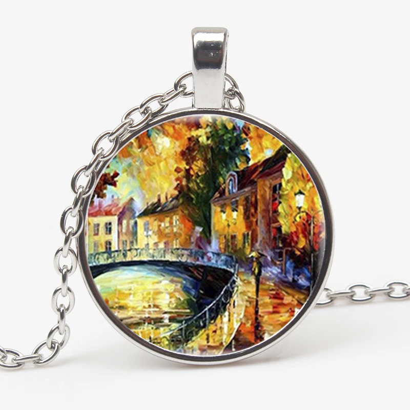 

Personality Art Picture Charming Gift Couple Paris Street Romantic Lover Necklace Castle Building Ornament Pendant jewelryXKXLHJ
