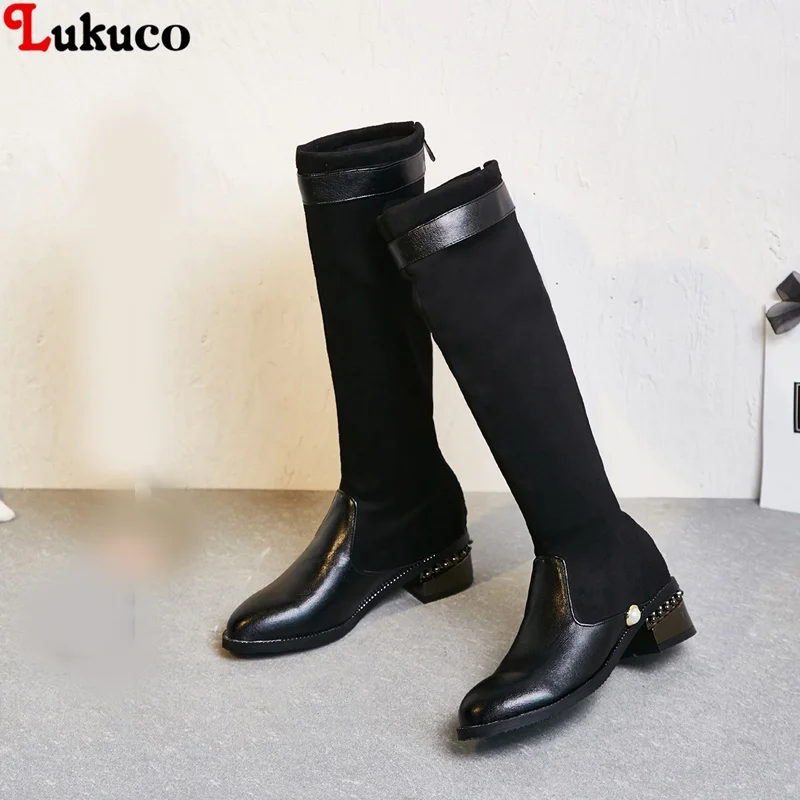 

2019 New ELEGANT Female Plus Large Size 34 To 48 PU Leather Botas Zipper Low Heel Pumps Shoe Warm Winter Shoes Woman